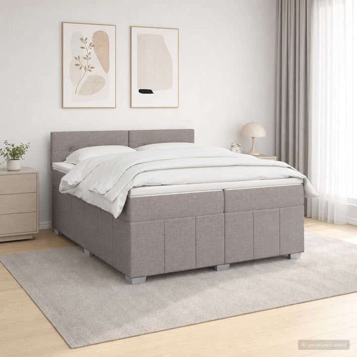 Boxmadras med topmadras Gråbrun 200 x 200 cm Stof