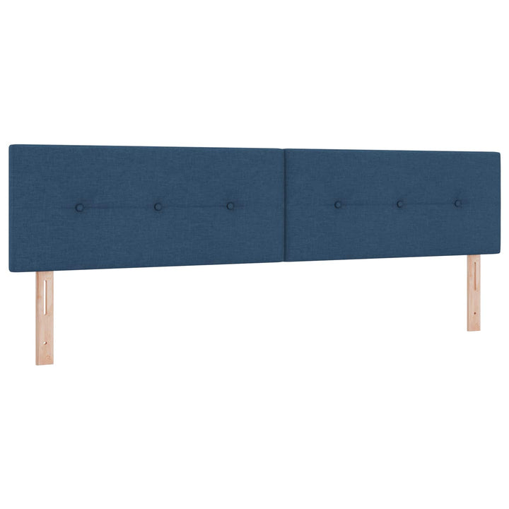 Boxmadras med topmadras med hovedgærde Blå 200 x 200 cm Stof