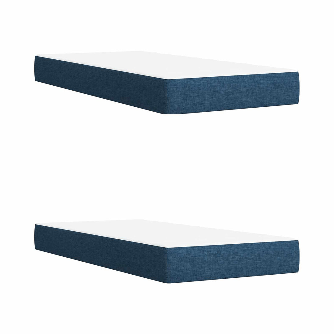 Boxmadras med topmadras med hovedgærde Blå 200 x 200 cm Stof