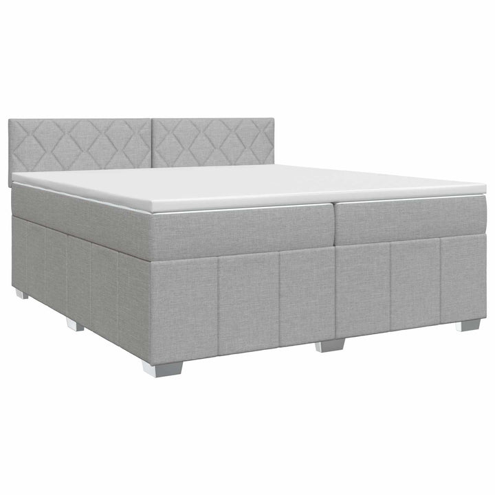 Boxmadras med topmadras Lysegrå 200 x 200 cm Stof