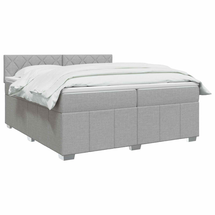 Boxmadras med topmadras Lysegrå 200 x 200 cm Stof