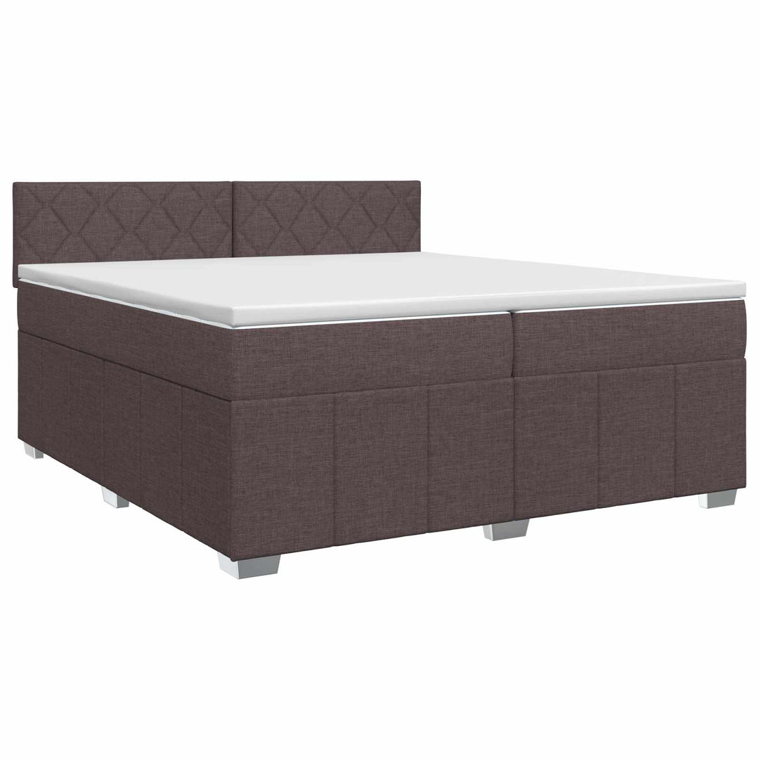 Boxmadras med topmadras Mørk Brun 200 x 200 cm Stof