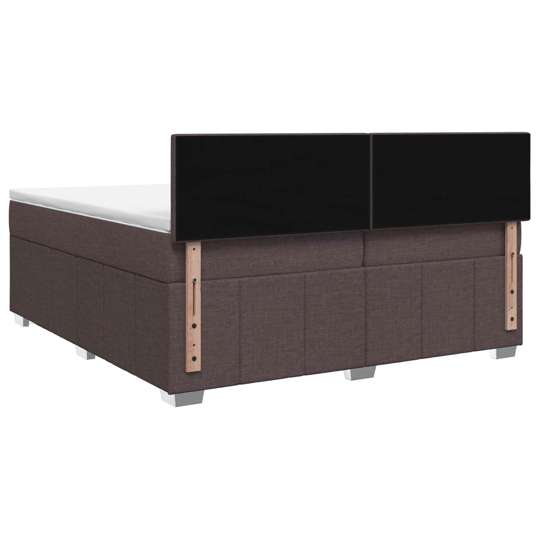 Boxmadras med topmadras Mørk Brun 200 x 200 cm Stof