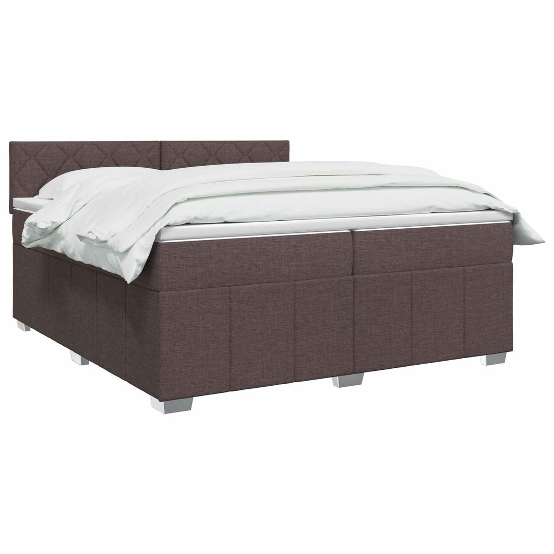 Boxmadras med topmadras Mørk Brun 200 x 200 cm Stof