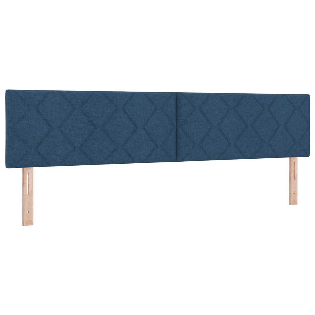 Boxmadras med topmadras med hovedgærde Blå 200 x 200 cm Stof