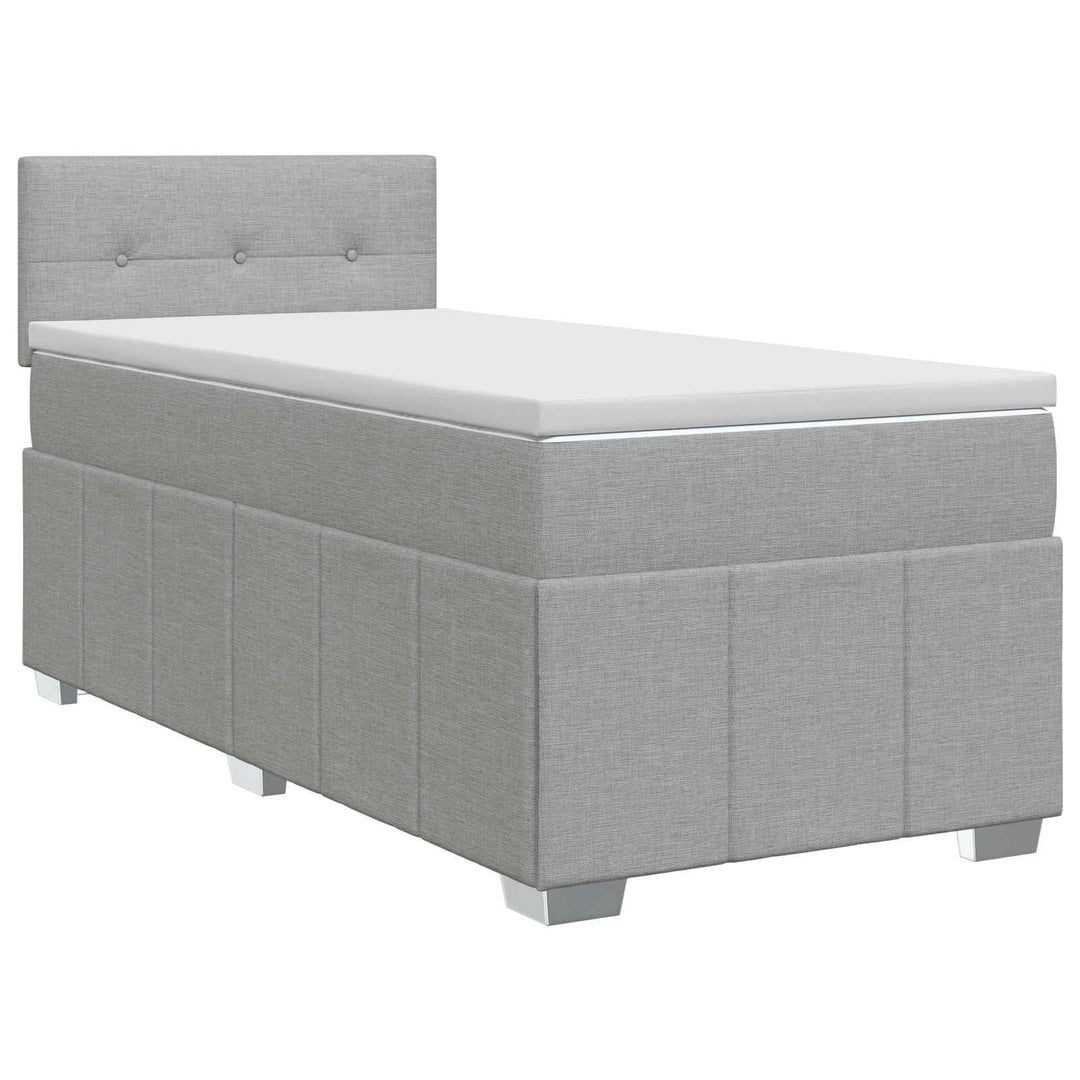 Boxmadras med topmadras med hovedgærde Lysegrå 90 x 190 cm Stof