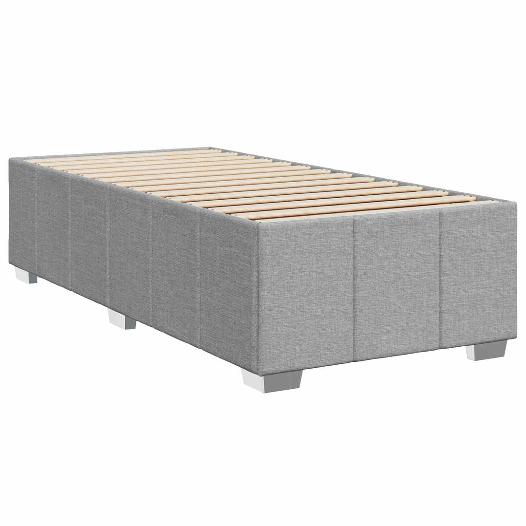 Boxmadras med topmadras med hovedgærde Lysegrå 90 x 190 cm Stof