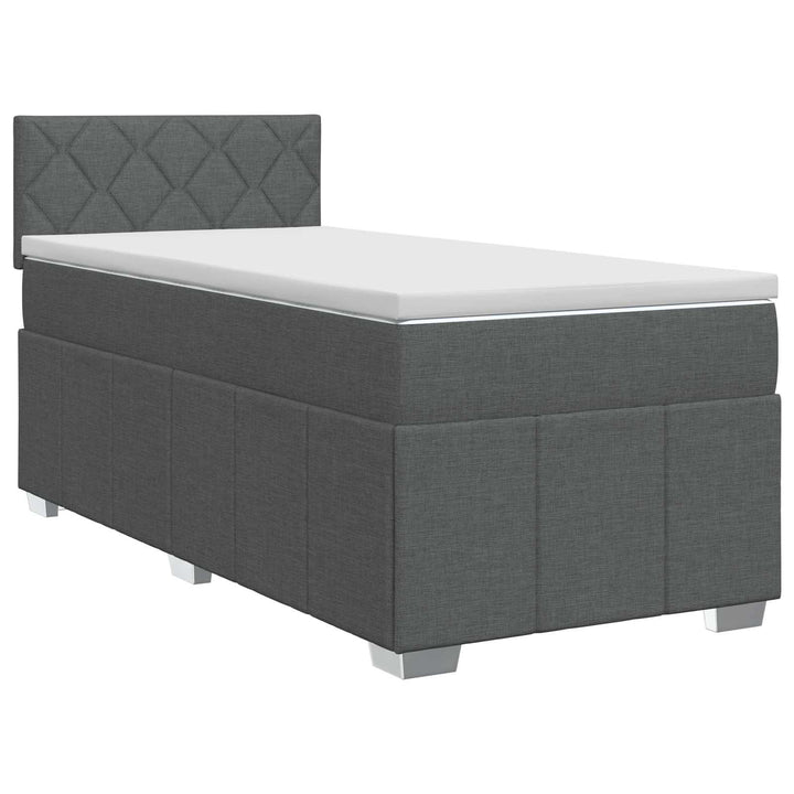 Boxmadras med topmadras Mørkegrå 90 x 190 cm Stof