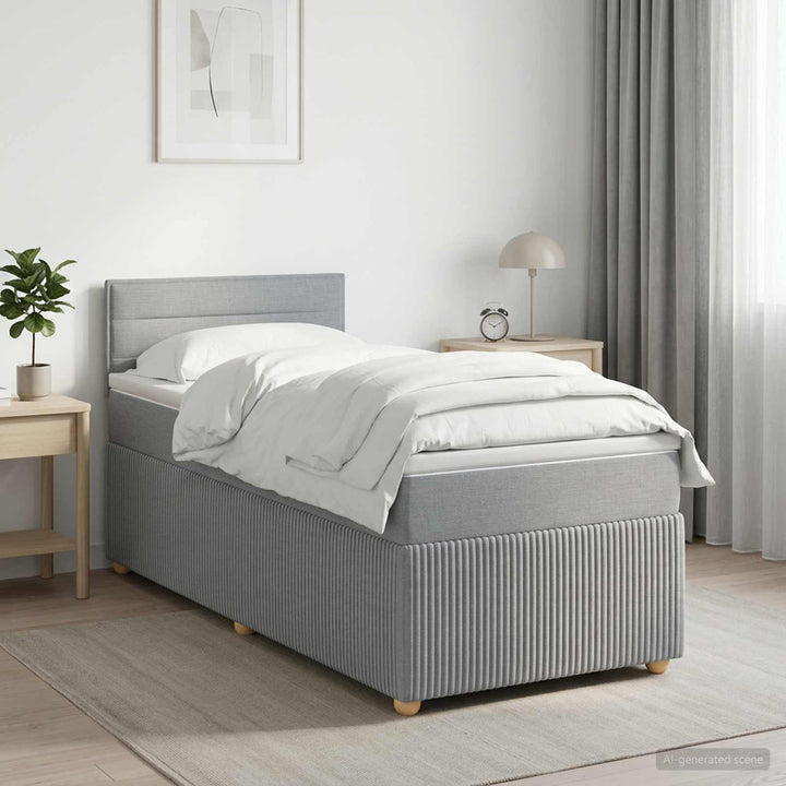 Boxmadras med topmadras med hovedgærde Lysegrå 80 x 200 cm Stof
