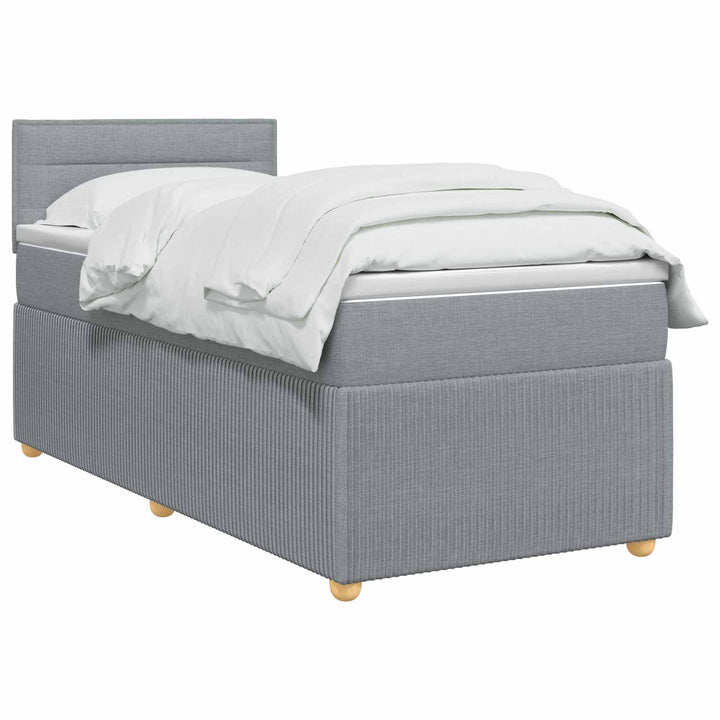 Boxmadras med topmadras med hovedgærde Lysegrå 80 x 200 cm Stof