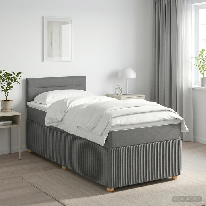 Boxmadras med topmadras Mørkegrå 80 x 200 cm Stof