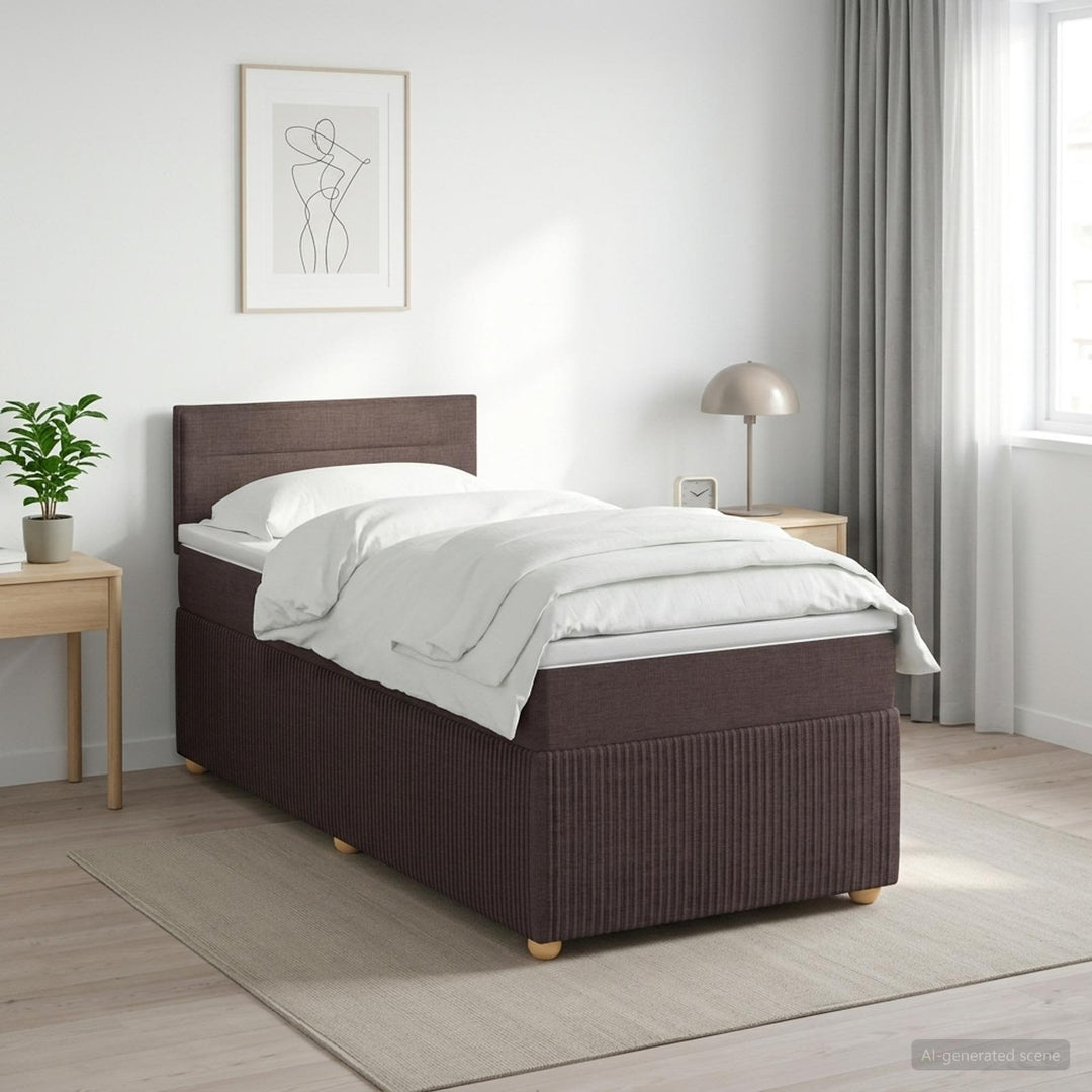 Boxmadras med topmadras Mørk Brun 80 x 200 cm Stof