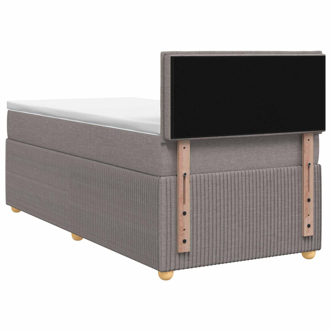 Boxmadras med topmadras med hovedgærde Gråbrun 80 x 200 cm Stof