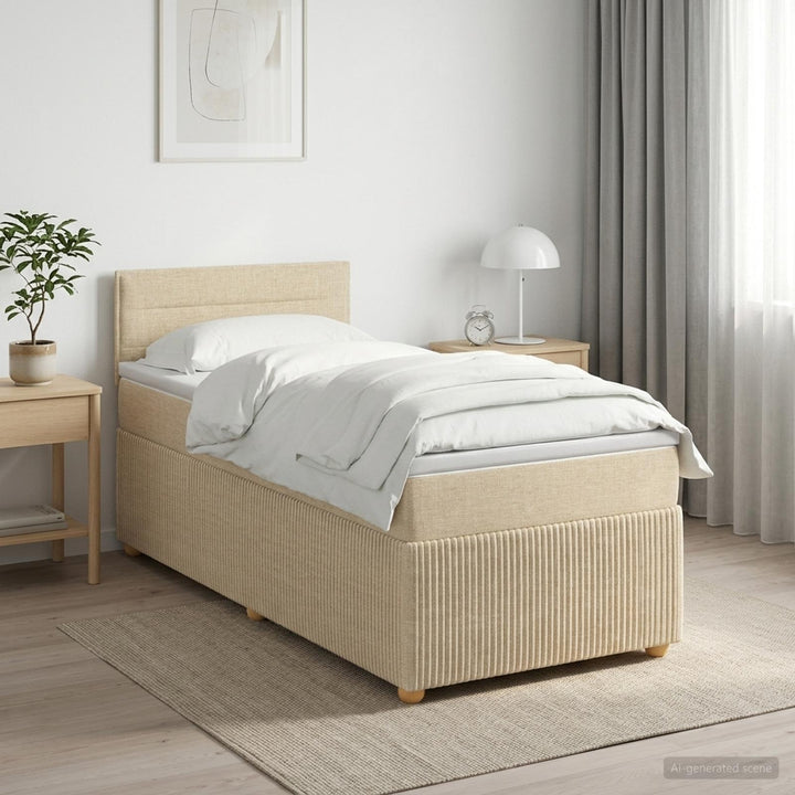 Boxmadras med topmadras Cremefarvet 80 x 200 cm Stof