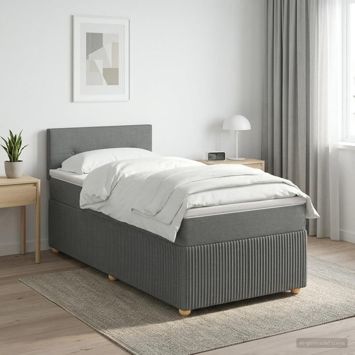Boxmadras med topmadras Mørkegrå 80 x 200 cm Stof