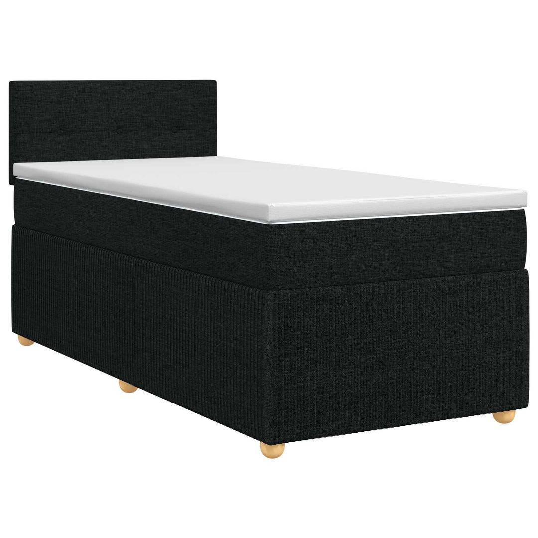 Boxmadras med topmadras med hovedgærde Sort 80 x 200 cm Stof