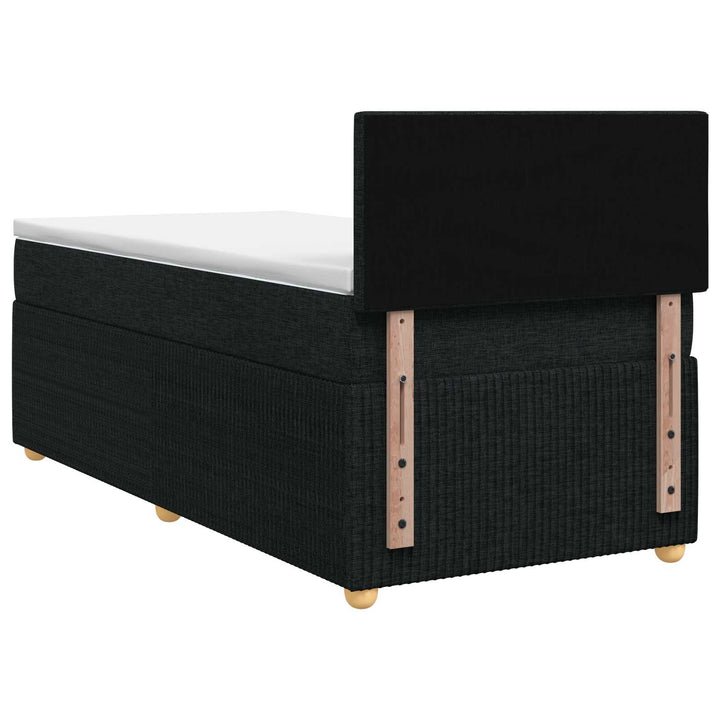 Boxmadras med topmadras med hovedgærde Sort 80 x 200 cm Stof