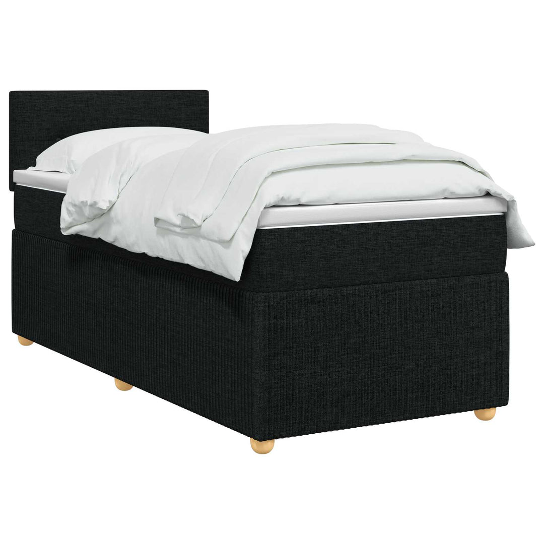 Boxmadras med topmadras med hovedgærde Sort 80 x 200 cm Stof