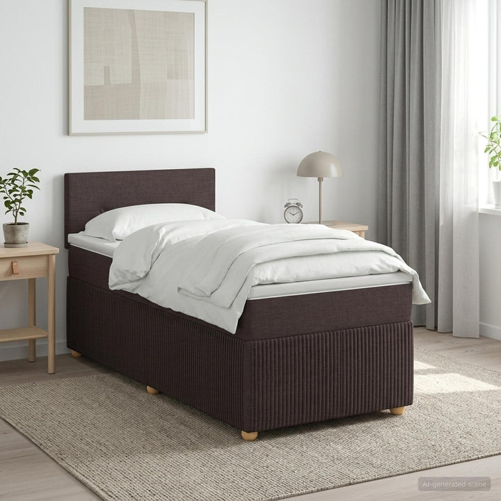 Boxmadras med topmadras Mørk Brun 80 x 200 cm Stof