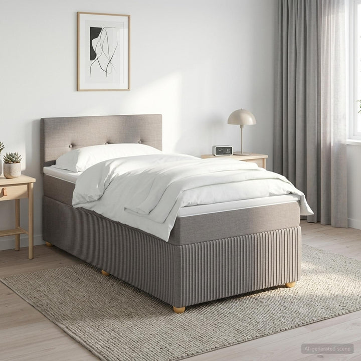 Boxmadras med topmadras Gråbrun 100 x 200 cm Stof
