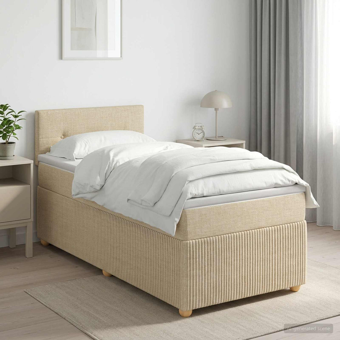 Boxmadras med topmadras Cremefarvet 100 x 200 cm Stof