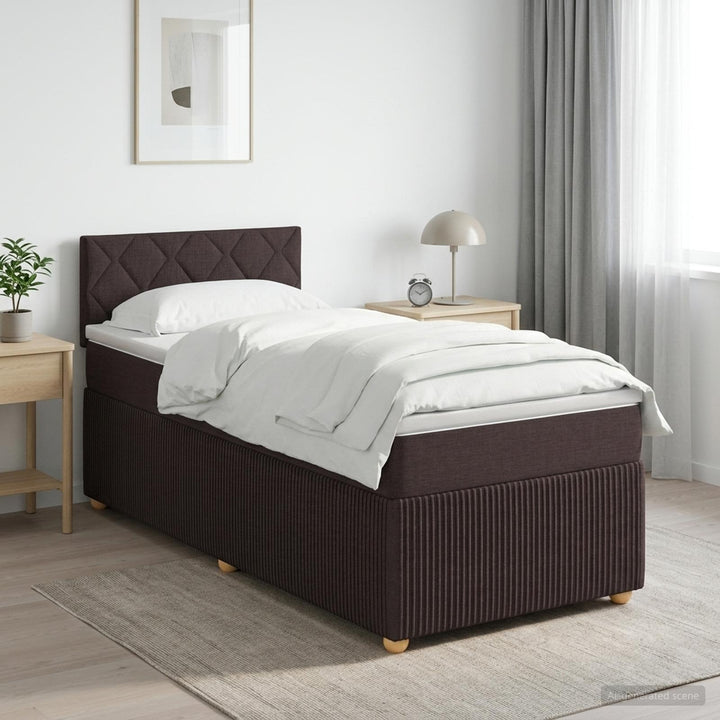 Boxmadras med topmadras Mørk Brun 90 x 190 cm Stof