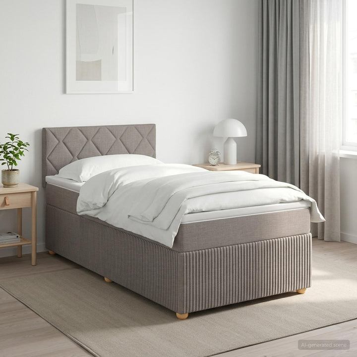 Boxmadras med topmadras Gråbrun 100 x 200 cm Stof