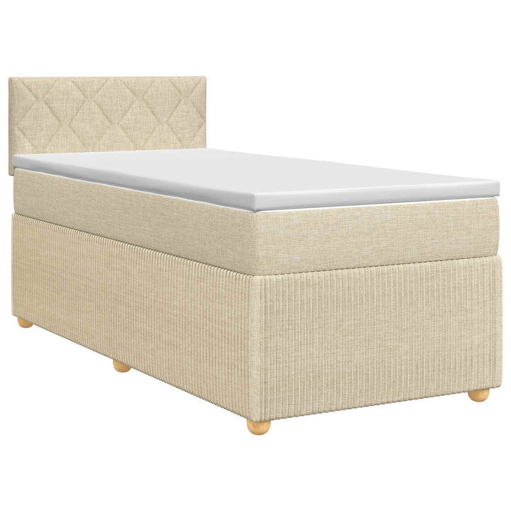 Boxmadras med topmadras Cremefarvet 80 x 200 cm Stof