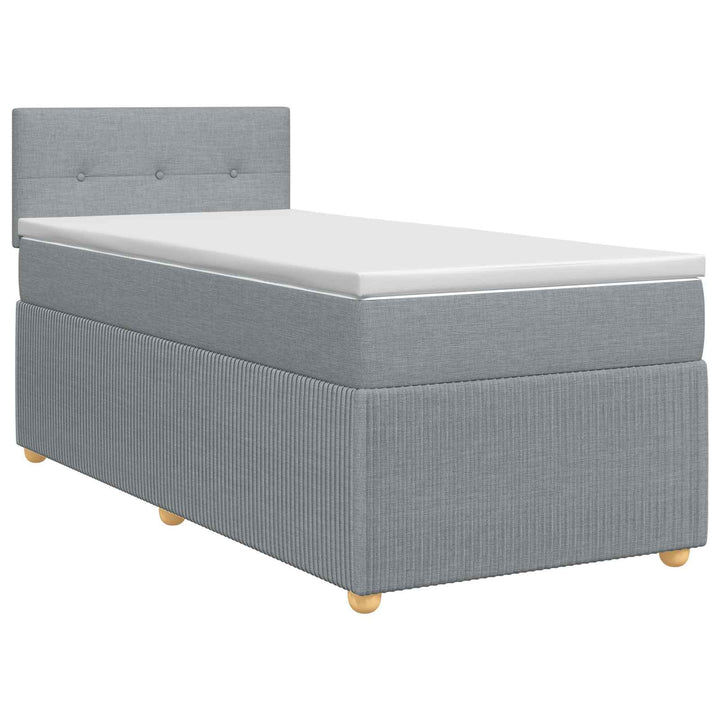Boxmadras med topmadras med hovedgærde Lysegrå 90 x 200 cm Stof
