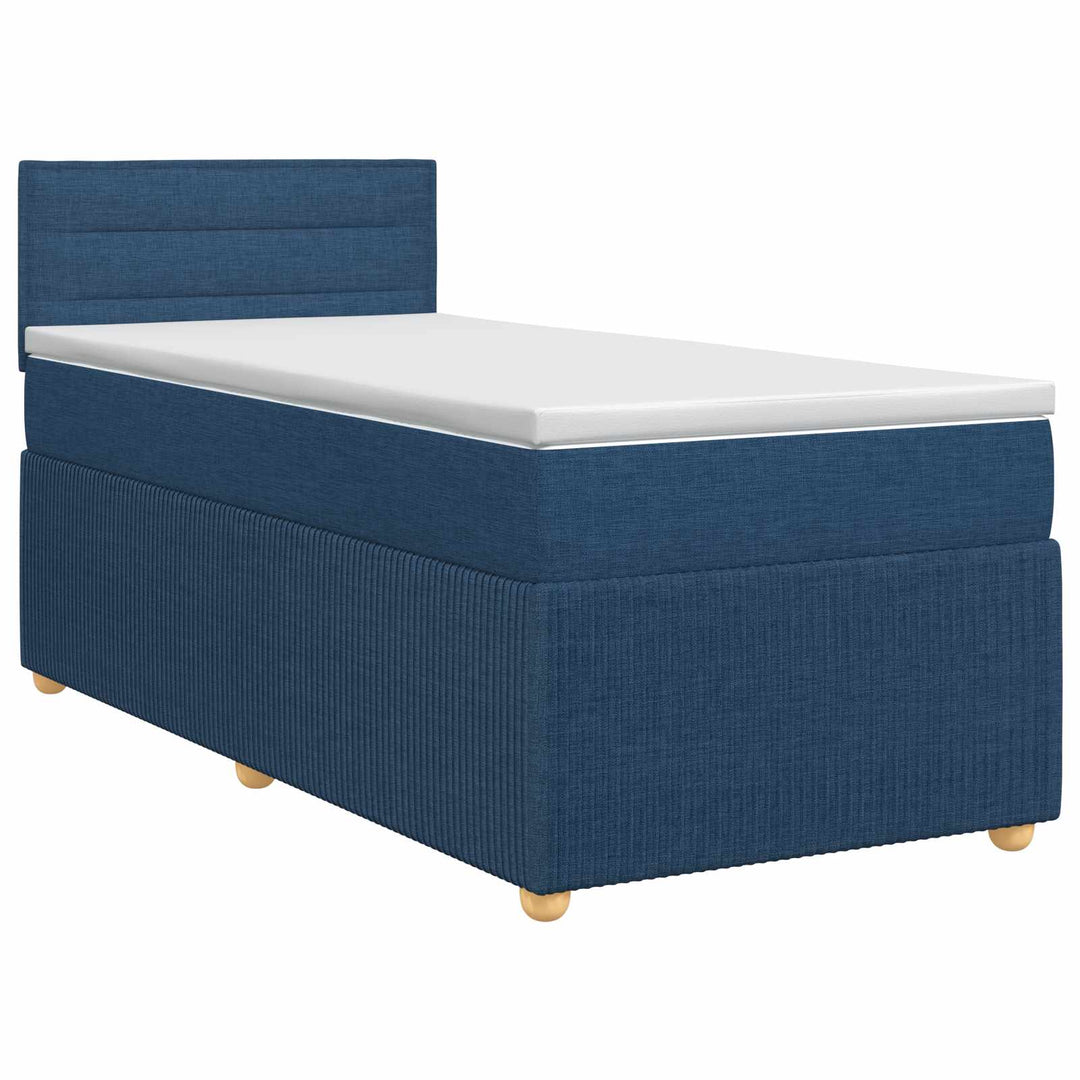 Boxmadras med topmadras med hovedgærde Blå 100 x 200 cm Stof