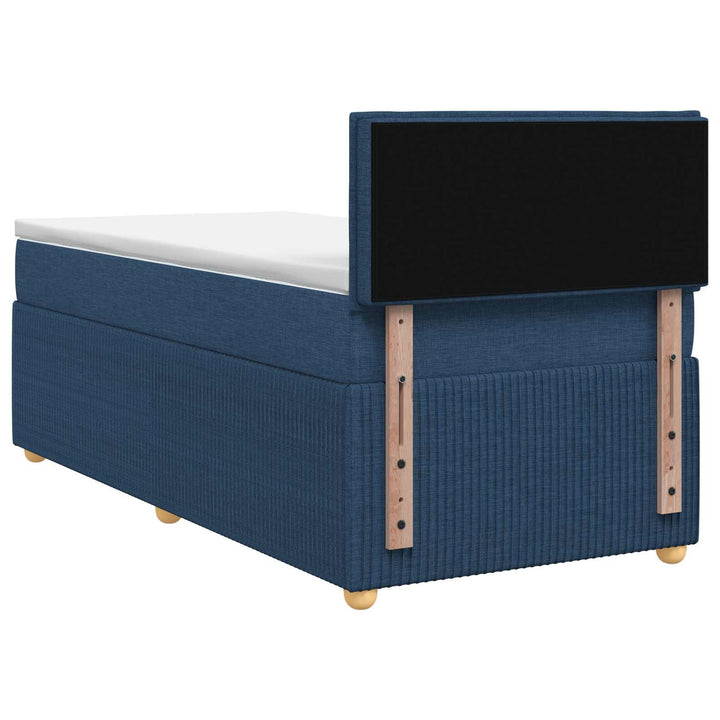 Boxmadras med topmadras med hovedgærde Blå 100 x 200 cm Stof