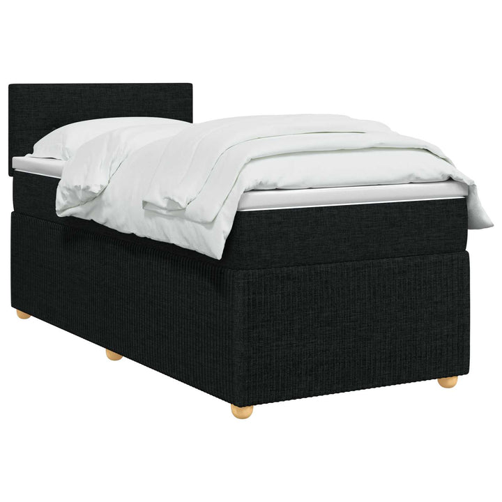 Boxmadras med topmadras med hovedgærde Sort 100 x 200 cm Stof