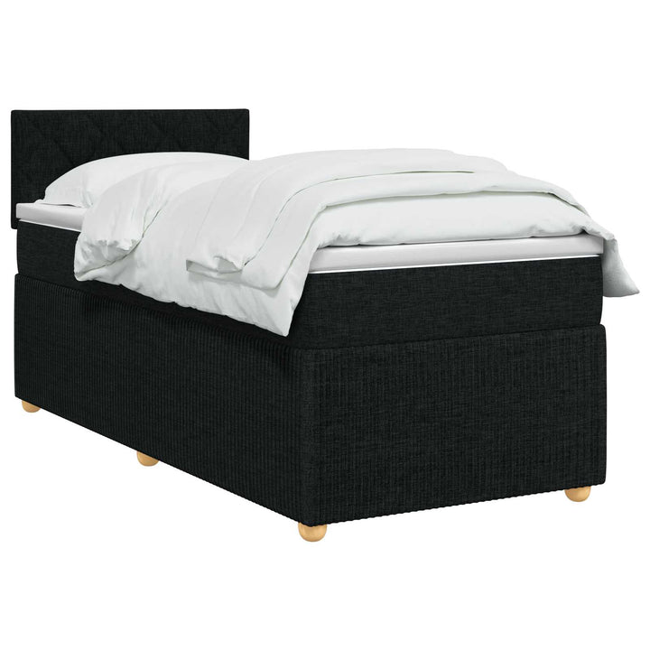 Boxmadras med topmadras med hovedgærde Sort 100 x 200 cm Stof