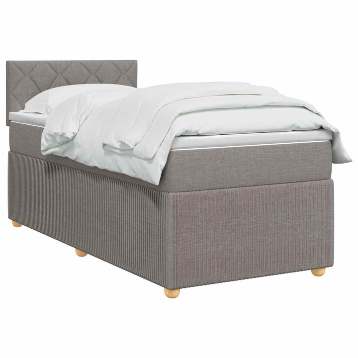 Boxmadras med topmadras Gråbrun 100 x 200 cm Stof