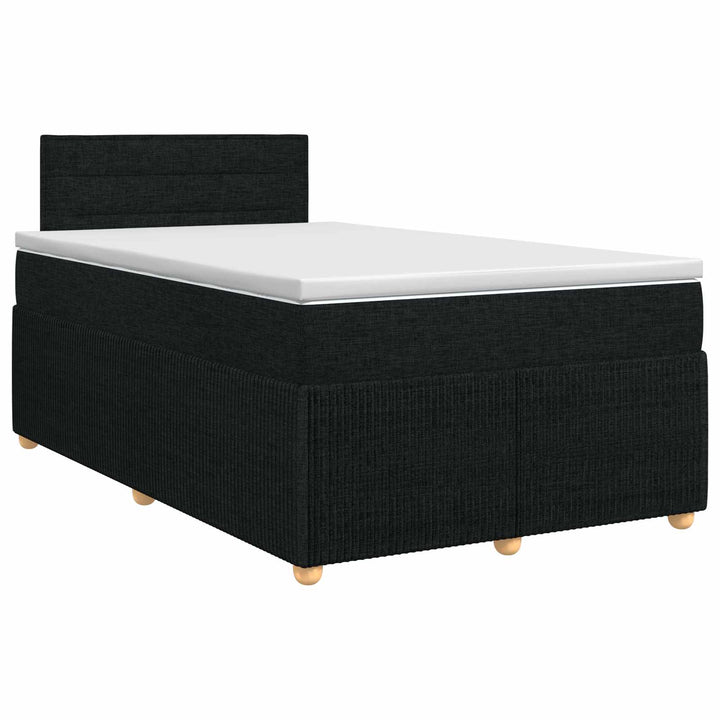 Boxmadras med topmadras med hovedgærde Sort 120 x 190 cm Stof