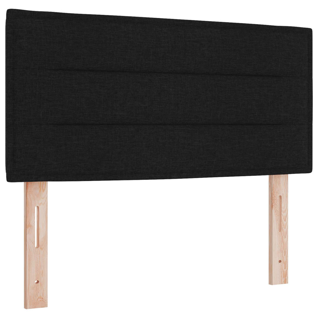 Boxmadras med topmadras med hovedgærde Sort 120 x 190 cm Stof