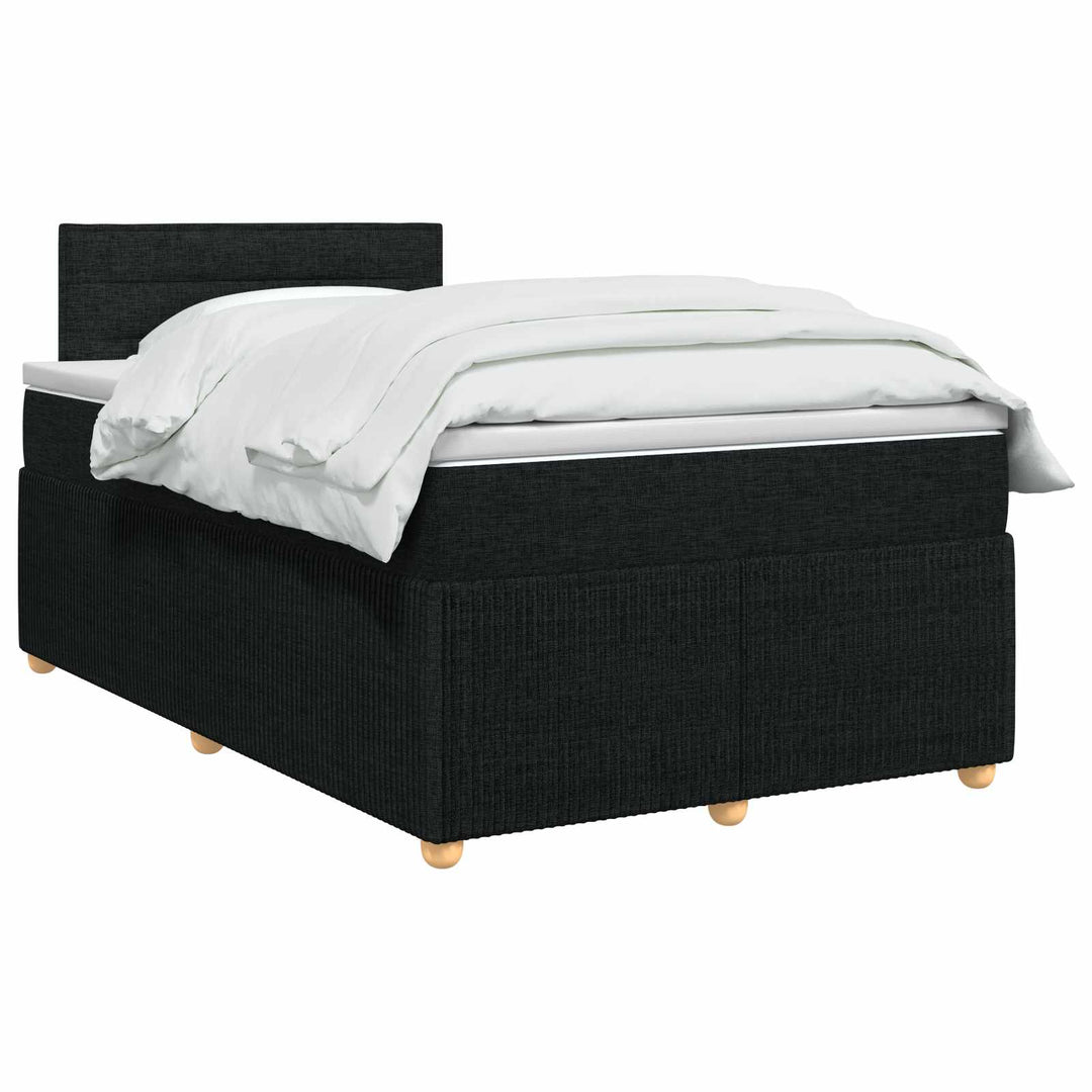 Boxmadras med topmadras med hovedgærde Sort 120 x 190 cm Stof