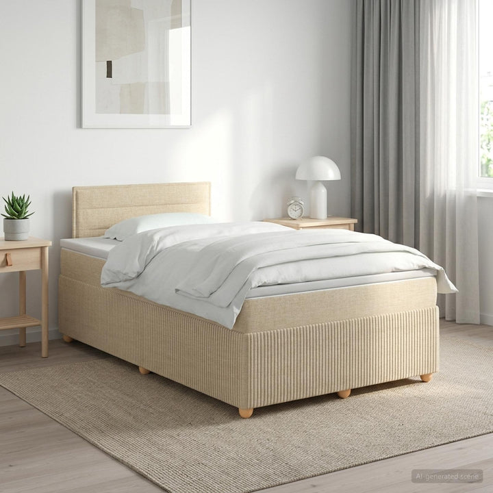 Boxmadras med topmadras Cremefarvet 120 x 190 cm Stof