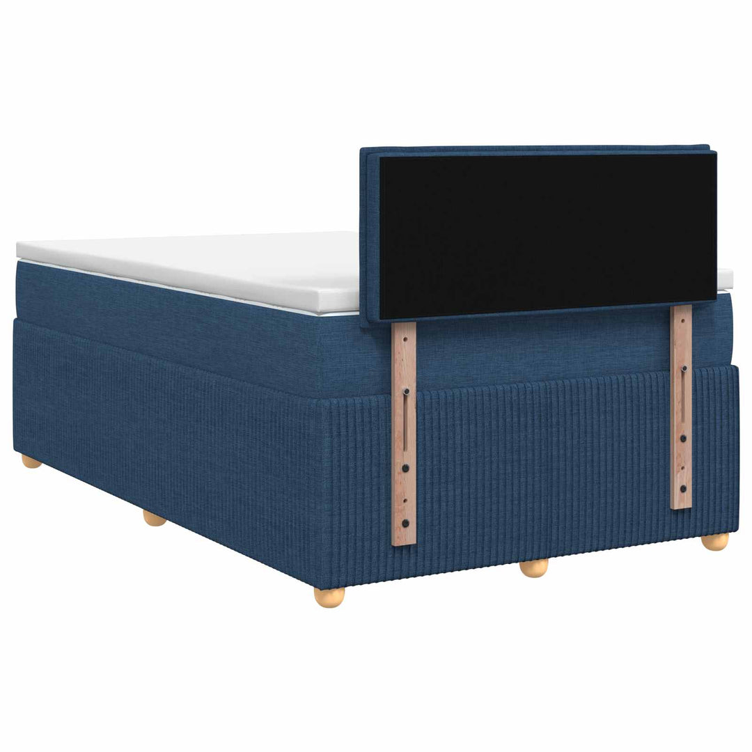 Boxmadras med topmadras med hovedgærde Blå 120 x 190 cm Stof