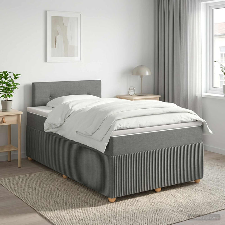 Boxmadras med topmadras Mørkegrå 120 x 200 cm Stof