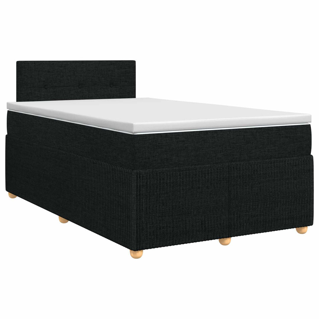 Boxmadras med topmadras med hovedgærde Sort 120 x 190 cm Stof
