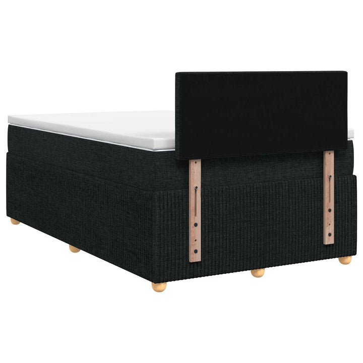 Boxmadras med topmadras med hovedgærde Sort 120 x 190 cm Stof