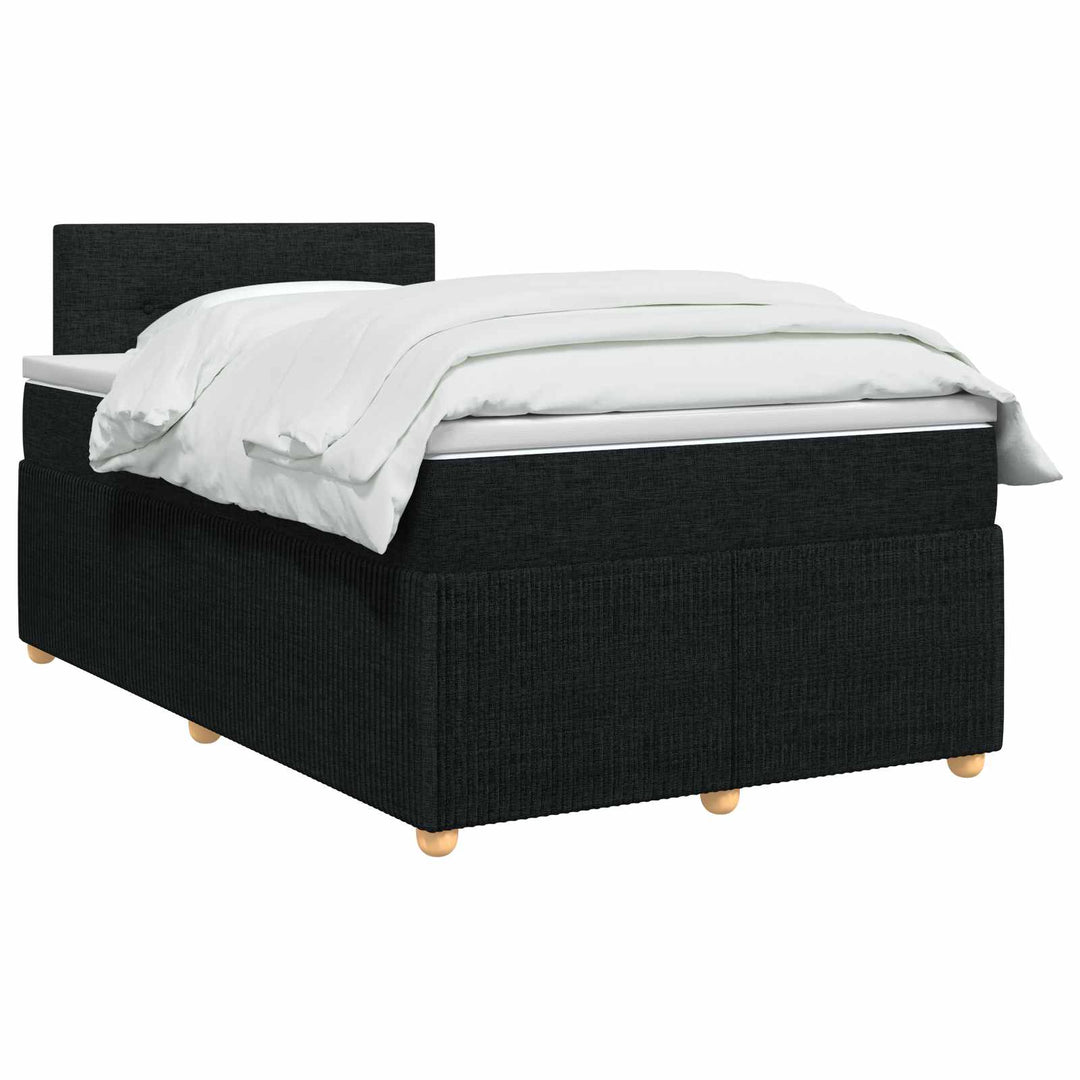 Boxmadras med topmadras med hovedgærde Sort 120 x 190 cm Stof