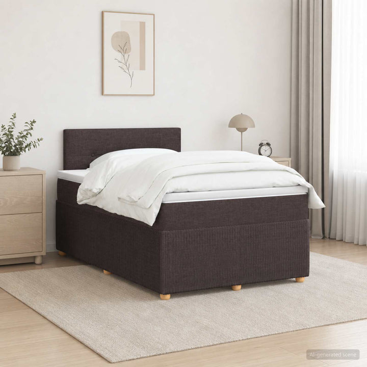 Boxmadras med topmadras Mørk Brun 120 x 190 cm Stof