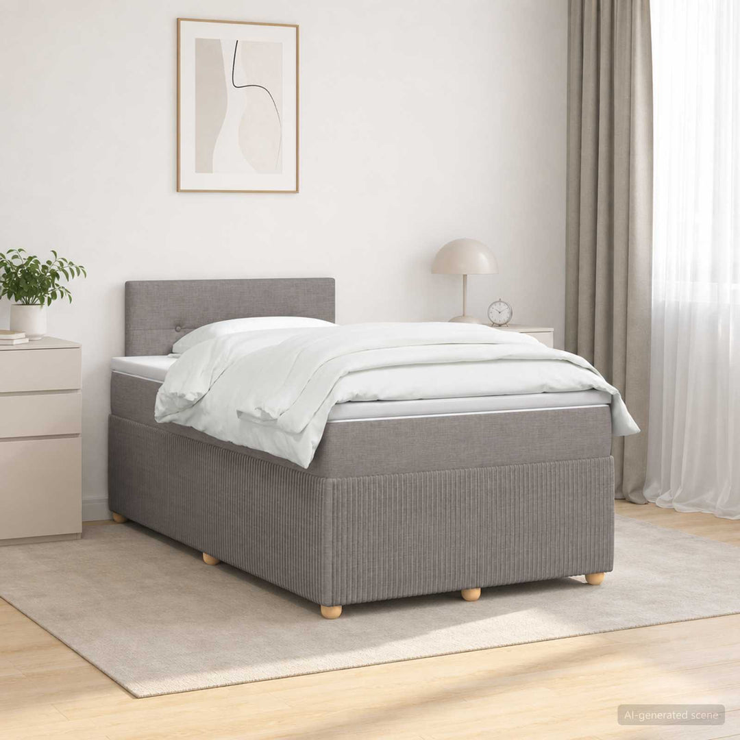 Boxmadras med topmadras Gråbrun 120 x 190 cm Stof