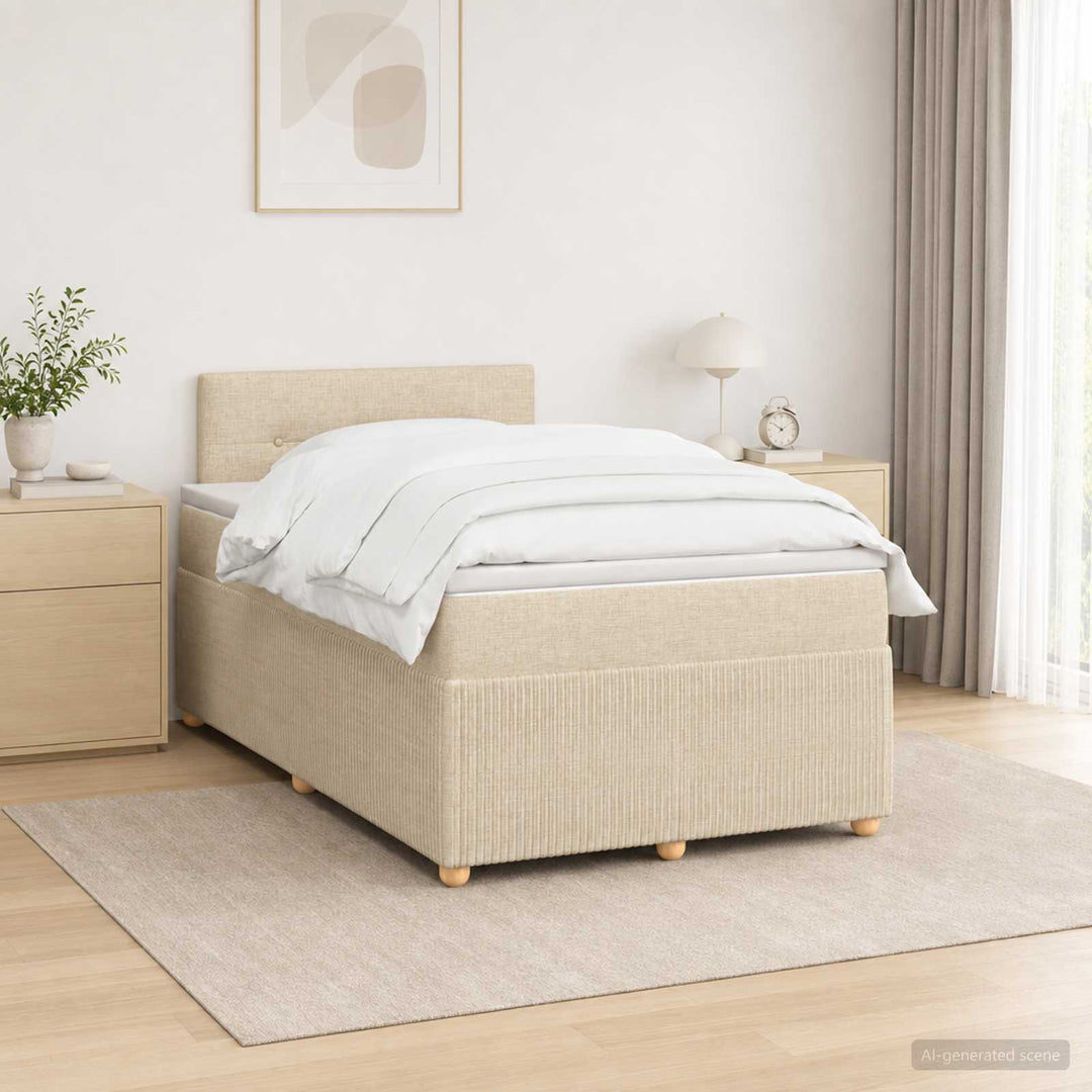 Boxmadras med topmadras Cremefarvet 120 x 200 cm Stof