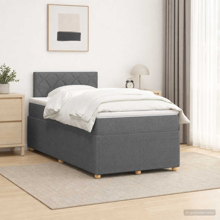 Boxmadras med topmadras Mørkegrå 120 x 190 cm Stof