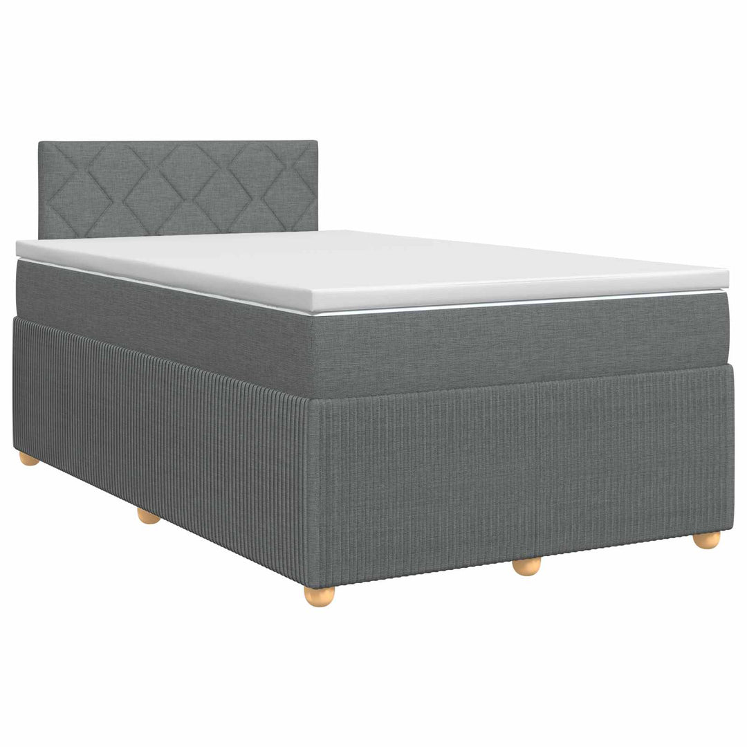 Boxmadras med topmadras Mørkegrå 120 x 190 cm Stof