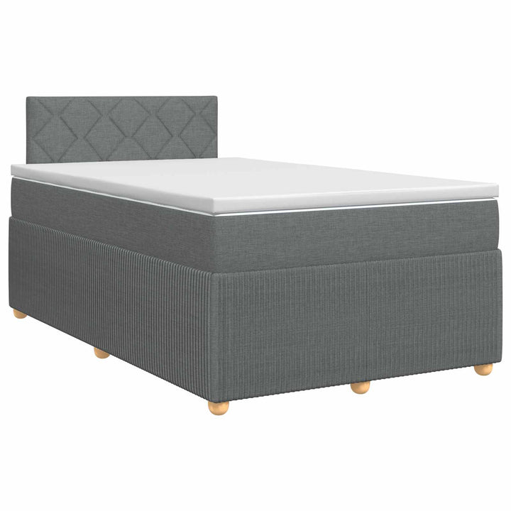 Boxmadras med topmadras Mørkegrå 120 x 190 cm Stof