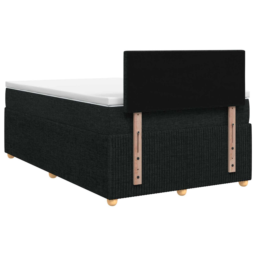 Boxmadras med topmadras med hovedgærde Sort 120 x 190 cm Stof